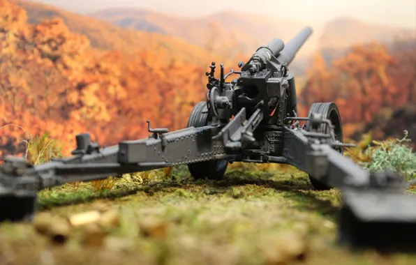 Picture toy, model, howitzer, German, heavy, field, sFH 18, 150 mm