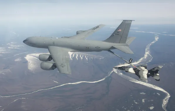 Picture F-16, Fighting Falcon, refueling, KC-135, Stratotanker
