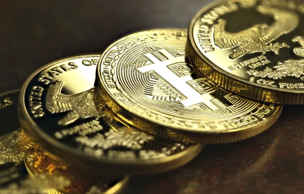 Picture blur, logo, coins, currency, bitcoin, GURT, bitcoin