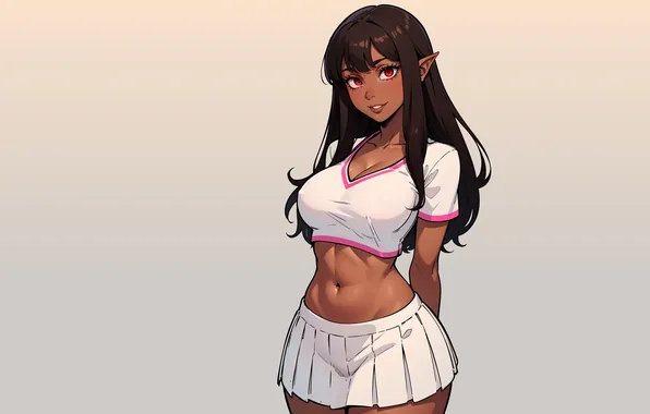 Kawaii, girl, hot, sexy, cleavage, boobs, anime, brown