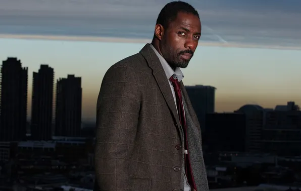 Background, portrait, costume, actor, night city, Idris Elba, Idris Elba