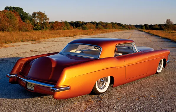 Road, the sky, landscape, retro, coupe