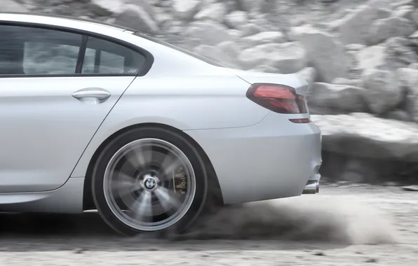 Picture BMW, silver, dust, speed, back, gran coupe