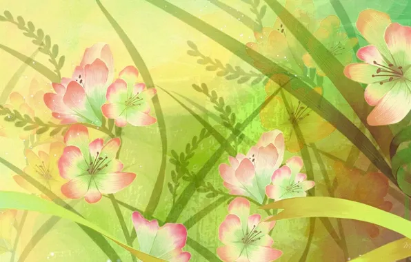 Flowers, figure, petals, fabric, canvas