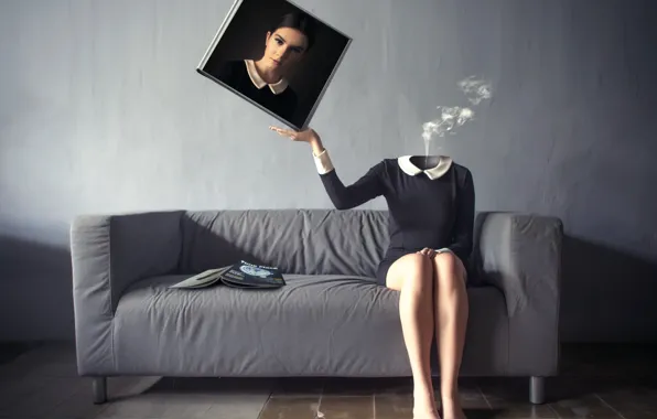 Girl, sofa, portrait