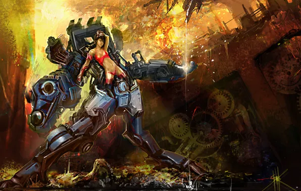 Girl, panties, robot, Mike, shagatel