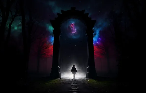 Night, the portal, fantasy, child