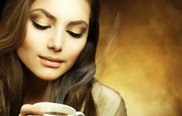 Picture girl, mood, coffee