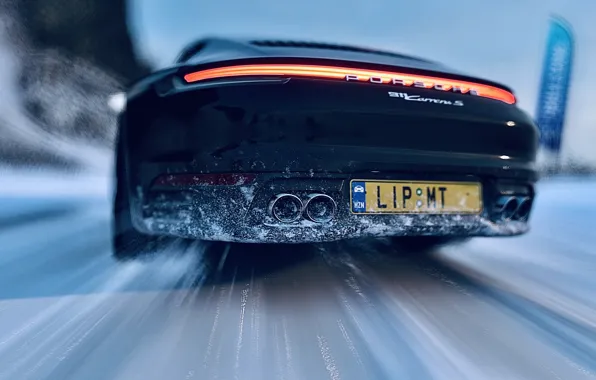 HDR, 911, Porsche, Drift, Winter, Snow, Game, Carrera S