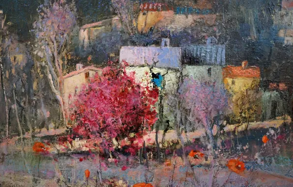 Picture landscape, flowers, the city, home, picture