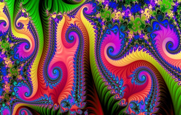 Bright, pattern, curls, rainbow