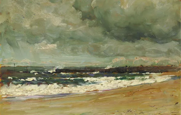 Picture sea, picture, Jean-Baptiste Olive, Storm clouds over the pier, Jean Baptiste Olive
