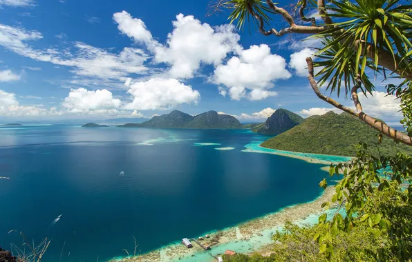 Sky, sea, clouds, Malaysia, tropic island