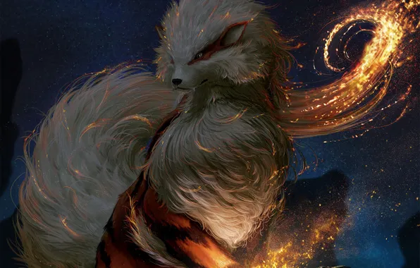 Fire, flame, game, fox, anime, animal, Pokemon, japanese