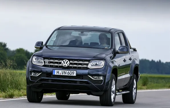 Picture road, Volkswagen, front, pickup, Amarok, Highline, Double Cab, 2016