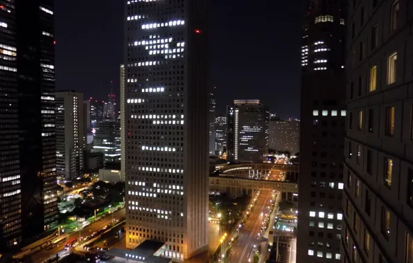 Picture light, night, the city, Windows, road, home, Japan, Japan