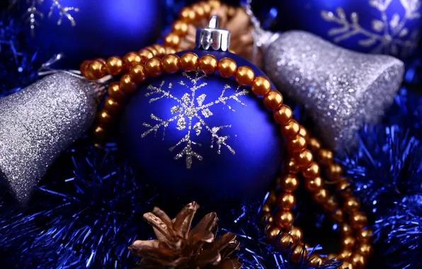 Picture Bells, Beads, Christmas Decorations, Blue Layer
