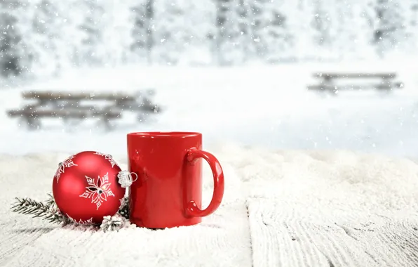 Winter, snow, New Year, Christmas, mug, Christmas, winter, snow