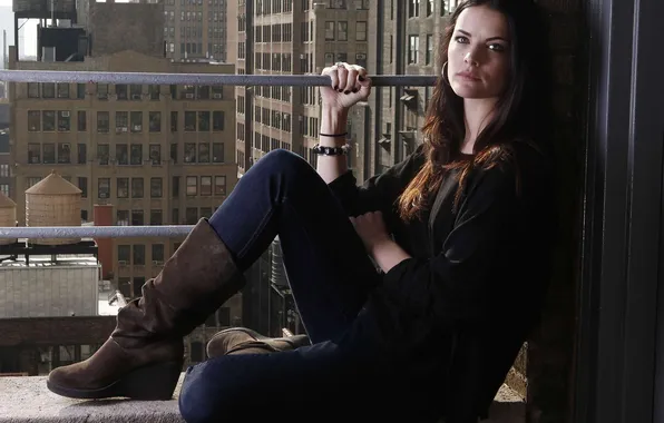 Picture girl, beautiful, model, window, actress, gorgeous, Jaimie Alexander, long-haired