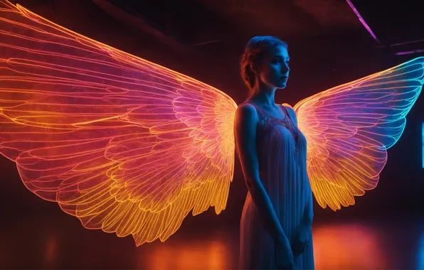 Girl, night, fairy, fantasy