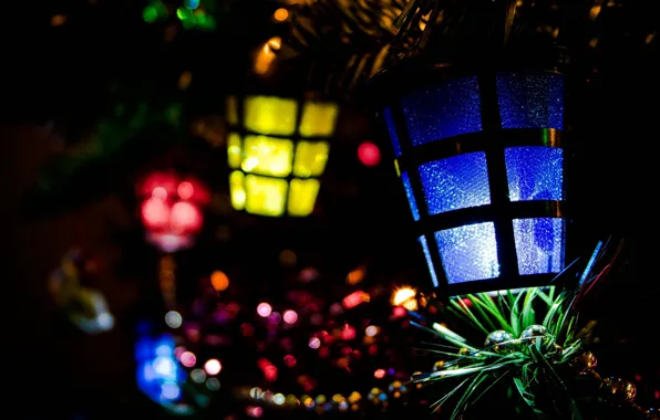 Light, decoration, lights, darkness, holiday, new year, Christmas, tree