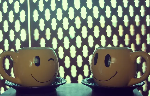 Smile, mugs, wink