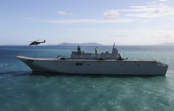 Sea, landing, ship helicopter, HMAS Canberra