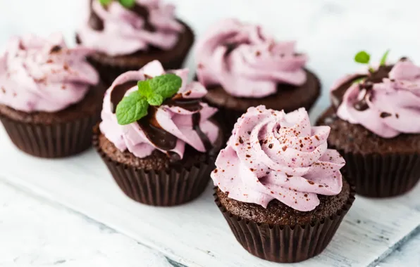 Cheese, blueberries, decoration, cream, cupcakes, chocolate