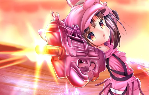 Weapons, anime, girl, Sword Art Online, Sword Art Online Alternative: Gun Gale Online