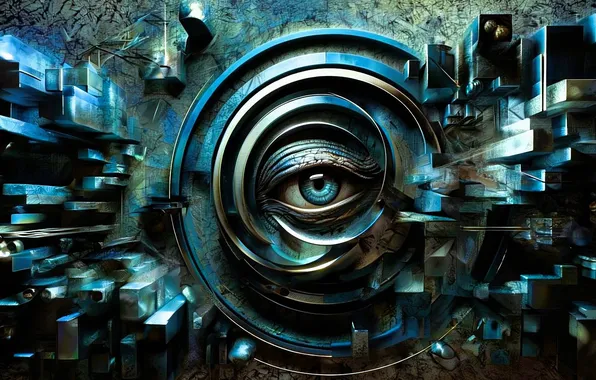 Abstraction, eyes, digital art, digital art, geometric shapes, allegory, AI art, Stability AI