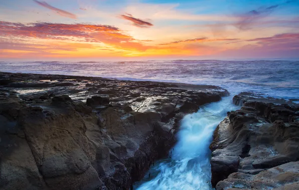 The ocean, dawn, USA, the Oregon Coast