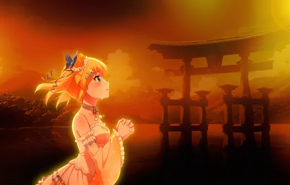 Girl, tears, Wedding Dress, Shrine, Kanon Kougami, Battle Girl High School, Praying