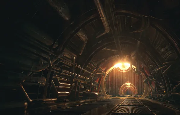 The tunnel, maintance tunnels, Concept art for the Iron Tower Studio