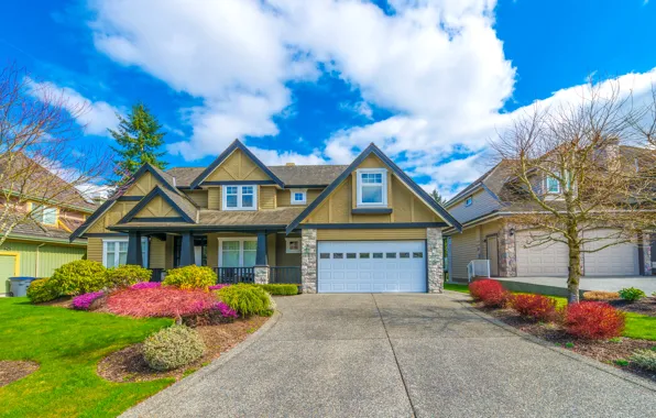 The sky, house, spring, cottage