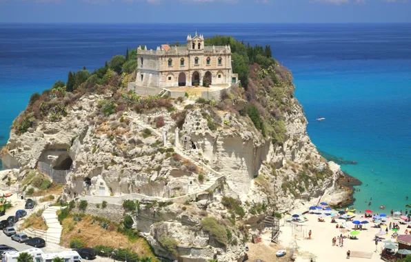 Sea, rock, Italy, Tropea, Santa Maria dell'isola