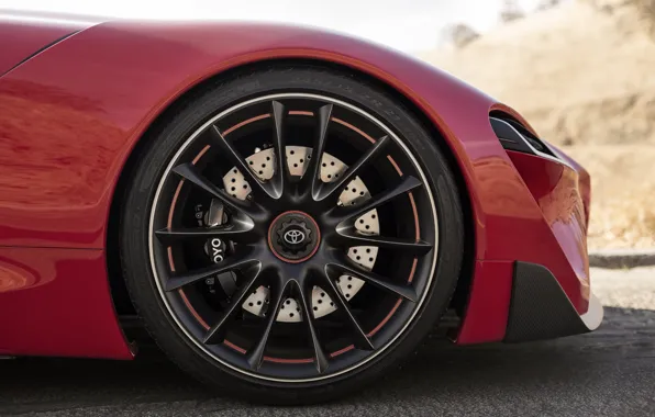 Red, coupe, wheel, Toyota, body, 2014, FT-1 Concept