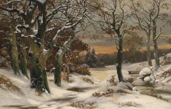 Alois Arnegger, Austrian painter, Austrian landscape painter, oil on canvas, Alois Arnegger, Winter forest in …