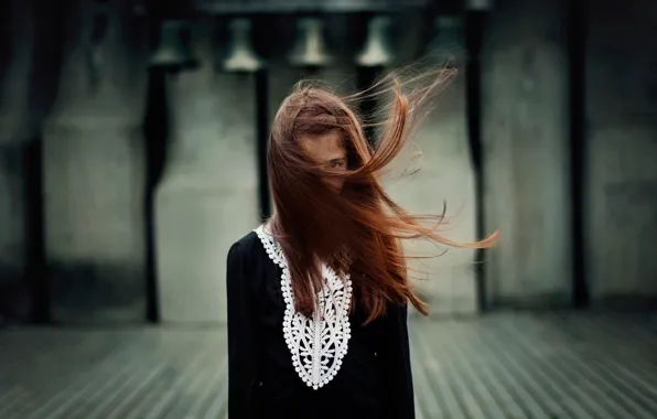 The wind, hair, portrait, girl