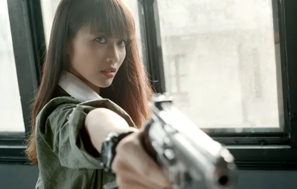 Look, girl, gun, Asian
