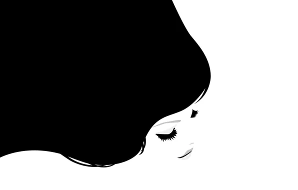 Girl, Figure, Black background, White background