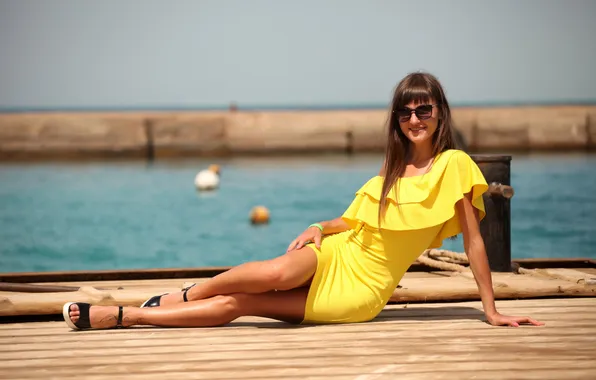 Girl, sweetheart, model, Glasses, Smile, Summer, Wallpaper, brown hair
