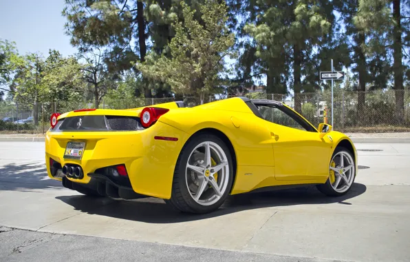 Picture Ferrari, Ass, Yellow, Ferrari, 458, Yellow, Italia, Spider