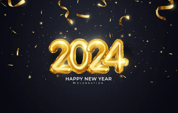 The dark background, the inscription, sequins, figures, New year, serpentine, gold, date
