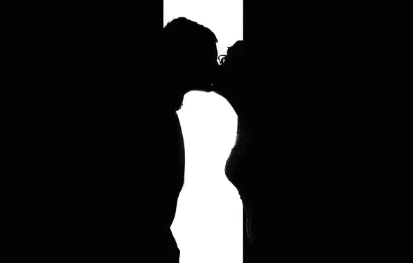 Picture love, kiss, silhouette