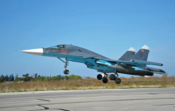 Fighter, bomber, the airfield, the rise, Su-34