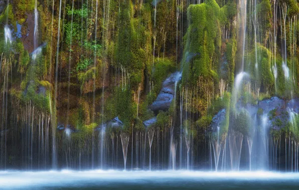 Water, nature, rock, waterfall, moss, CA, USA, USA