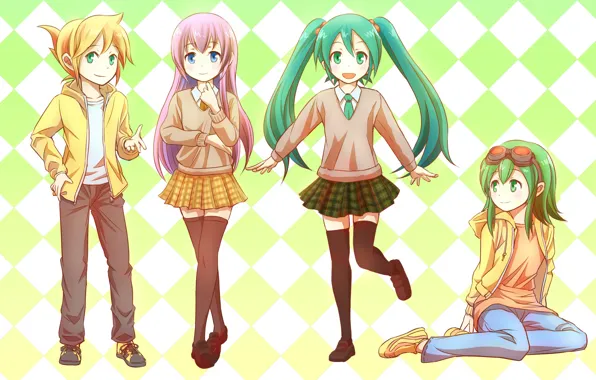 Anime, art, Vocaloid, Vocaloid, characters, bright background