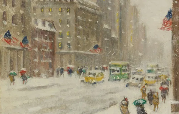 Picture picture, the urban landscape, Guy Carleton Wiggins, Guy Wiggins, 5th Avenue. Blizzard