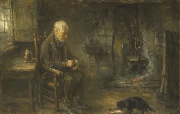 Picture cat, oil, picture, Joseph Israels, Peasant Interior