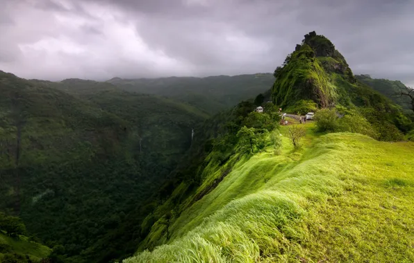 Picture mountains, beauty, India, space, India, Maharashtra, Maharashtra, Lush green landscape